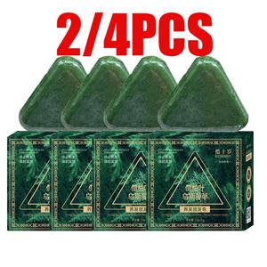 2/4PCS Platycladus Leaves Usman 수제 샴푸 비누 Polygonum Multiflorum 허브 추출물 삼각형 모발 강화 클렌징