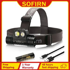 SOFIRN HS20 2300lm USB C 충전식 LED 헤드램프 18650 강력한 헤드라이트(스포트라이트 및 투광등 듀얼 스위치 표시등 포함)