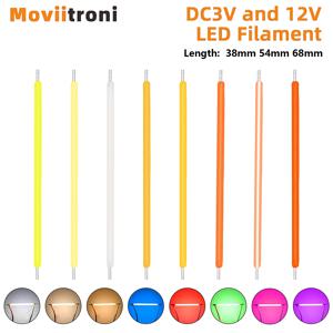 코브 LED 필라멘트, 에디슨 전구 부품, 백열 다이오드, 핑크, 화이트, 블루, 레드, 2200k, DC 3V, 12V, 38mm, 54mm, 68mm, 5 개