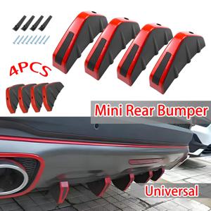 4pcs 유니버설 탄소 섬유 자동차 수정 된 후면 범퍼 디퓨저 스포일러 블랙 레드 ABS 후면 범퍼 립 디퓨저 Anti-collision