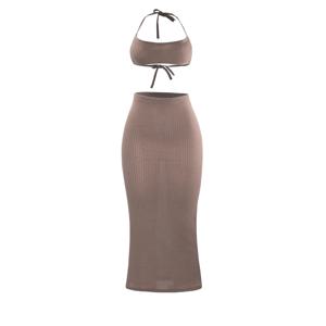 여성 롱 스커트 2 Pcs 세트 섹시한 Strapless 튜브 탑 Bodycon 맥시 스커트 Y2k 투피스 복장 여름 의류 비치웨어