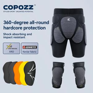 COPOZZ 스키 보호 장비 세트 여성 남성 조정 가능한 두꺼운 충격 방지 자전거 성인 스케이트 보드 스포츠 무릎 및 엉덩이 패드