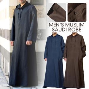 이슬람 의류 남성 긴 소매 느슨한 이슬람 남성 사우디 아라비아 파키스탄 Kurta 이슬람 의상 이슬람 드레스 Kaftan Thobe 후드