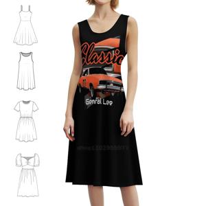 General Lee 01 여성용 우아한 파티 드레스 A라인 드레스(짧은/긴/소매 없는 옵션 포함) Charger General Lee Of Hazzard