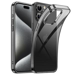 iPhone 15 Pro Max 용 오리지널 투명 블랙 실리콘 소프트 케이스 iPhone 14 13 12 Mini 11 Pro Max 용 Carcasa 초박형 케이스
