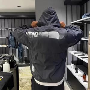 세련된 NBHD 윈드브레이커 재킷 나일론 스탠드 칼라 아웃도어 방풍 남성 코트 젊은층 인기 사계절 일반 소매 길이