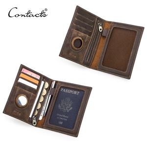CONTACT'S 정품 가죽 여권 지갑 카드 홀더 동전 지갑 AirTag 슬롯 남성 여행 지갑 여성 지갑 여권 커버 가방