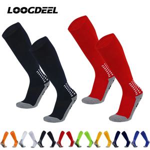 Lookdeel 성인용 미끄럼 방지 축구 농구 양말, 충격 흡수 어린이 무릎 높이 긴 튜브 타월 바닥 양말, 26-45, 1 쌍