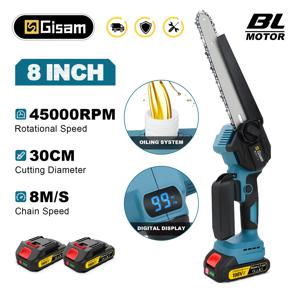 Gisam 8 인치 브러시리스 전기 전기 톱 무선 휴대용 전기 톱 makita 18v 배터리 핀용 목공 전동 공구