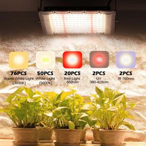 풀 스펙트럼 380-840nm 태양광 성장등 IP65 LED 50W 100W 300W 식물 성장등 (EU/US 플러그 포함) 실내 온실용