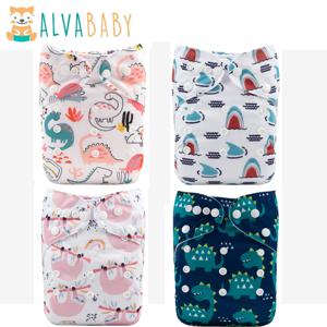 1개 ALVABABY 아기 천 기저귀 쉘 재사용 가능한 디지털 포지션 세탁 가능한 포켓 아기 천 기저귀 쉘 (아기 3-15kg용)