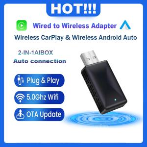 2in1 무선 CarPlay USB 동글 유선에서 무선으로 안드로이드 오토 카 라디오 타입-C USB 플러그 앤 플레이 (아우디, 도요타, 폭스바겐, 벤츠용)