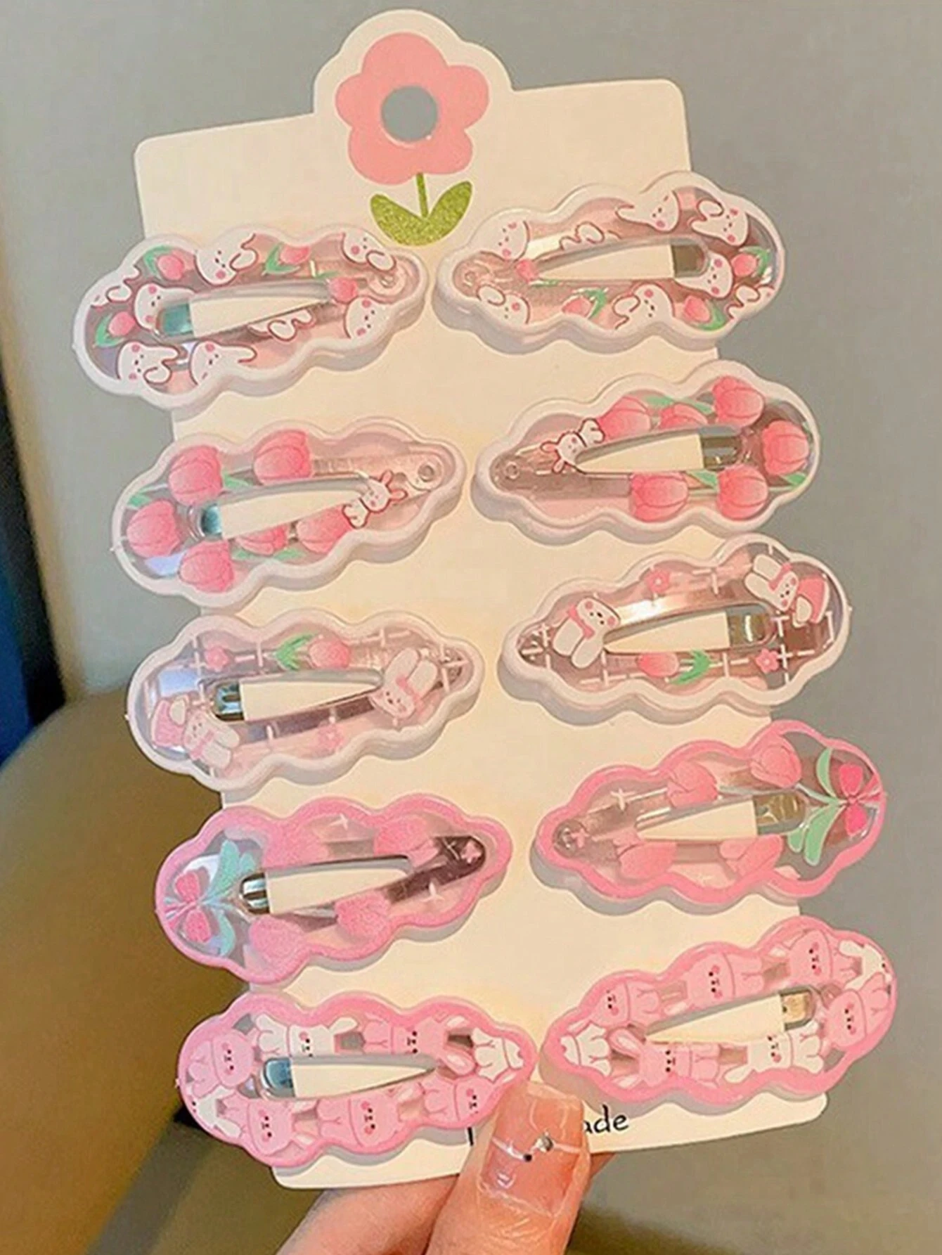 10Pcs 귀여운 핑크 토끼 헤어 클립, 앞머리 클립, 사이드 헤어 클립, 헤어 액세서리, 매일 사용에 적합, 학교 물건, 핑크 헤어 클립