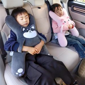 어린이용 자동차 목베개, 안전벨트와 함께 사용하여 머리 기울임 방지, 장거리 여행 중 뒷좌석에서 편안하게 잠들 수 있도록 도와줍니다.