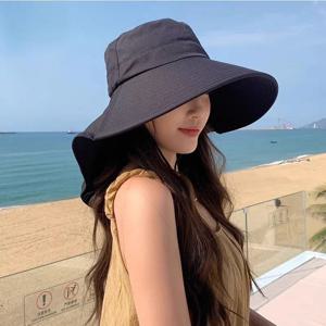 여성용 햇빛 가리개 모자 1개, 하이킹 낚시용 넓은 챙 접이식 여름 비치 모자, 목 보호 기능 포함 야외용 챙모자