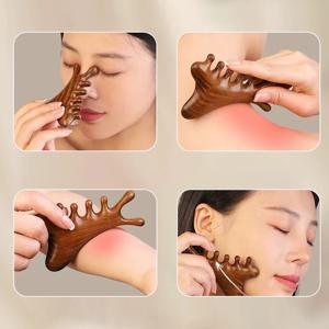 목 얼굴 머리 몸 마사지기 무전원 수동 마사지 도구 경락 두피 4-in-1 빗 마사지 경혈 코 스크래퍼