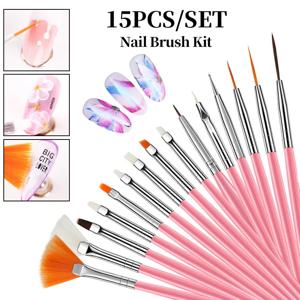 15종 네일 아트 브러쉬 세트, 다기능 라이너 브러쉬, 디테일링 브러쉬 및 청소 도구, 젤 폴리쉬 아트 및 DIY에 적합