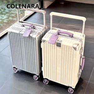 COLENARA 여행 가방 20인치 24인치 26인치 28인치 30인치 대용량 트롤리 케이스 ABS + PC 보딩 박스 알루미늄 프레임 수트케이스