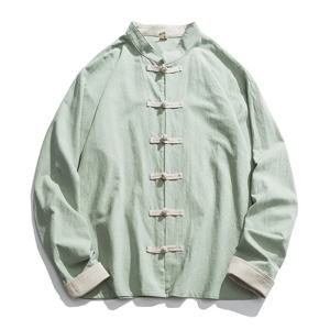 남성용 리넨 한푸 상의 긴팔 당나라 정장, 쿵푸 셔츠, 가디건 코트, M-5XL 기모노 재킷, 중국 전통 의상, 2020 신상