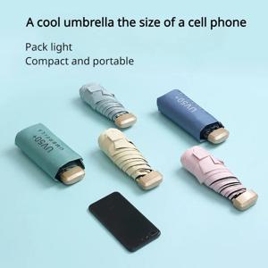 초경량 미니 여성용 50단 접이식 양산, 자외선 차단 및 UV 차단 겸용 우산, 양산 포켓 캡슐