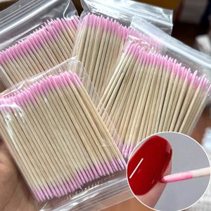 핑크색 더블 헤드 네일 아트 큐티클 푸셔 리무버 7CM 나무 스틱 면봉 클린 도구 (네일 라인스톤 메이크업용)