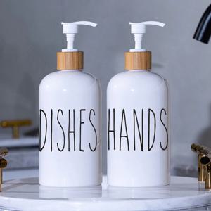 2pcs 편지 비누 디스펜서 주방 접시와 손 비누 병 욕실 리필 형 수조 손 소독제 병 500ml/16 oz