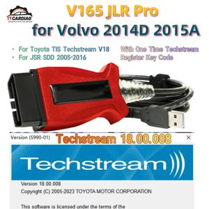 볼보 2014D 2015A용 V165 V160 JSR JLR SDD, 토요타 TIS 테크스트림 18.00.008 J2534 OBD2 스캐너 케이블, 2016년까지 지원