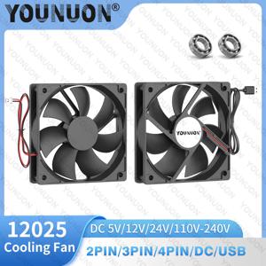 더블 볼 120x120x25mm 냉각 팬 DC 5V 12V 24V 48V 12cm 120mm 쿨러 팬 12025 컴퓨터 케이스 팬 Btc 서버 PC 냉각 팬