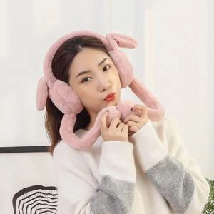 귀여운 토끼 귀마개 부드러운 움직이는 점핑 귀 겨울 따뜻한 귀마개 여성 소녀용 귀 보호 커버