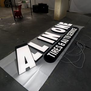 맞춤형 야외 3D 아크릴 LED 채널 문자 상점 간판, 전면 조명 LED 발광 매장 이름 광고 비즈니스 로고