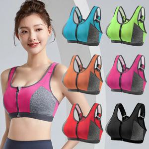 요가 스포츠 브라 탑 충격 방지 푸시 업 Sportwear 운동 조끼 여성용 앞 지퍼 체육관 러닝 속옷 조깅 피트니스 브래지어