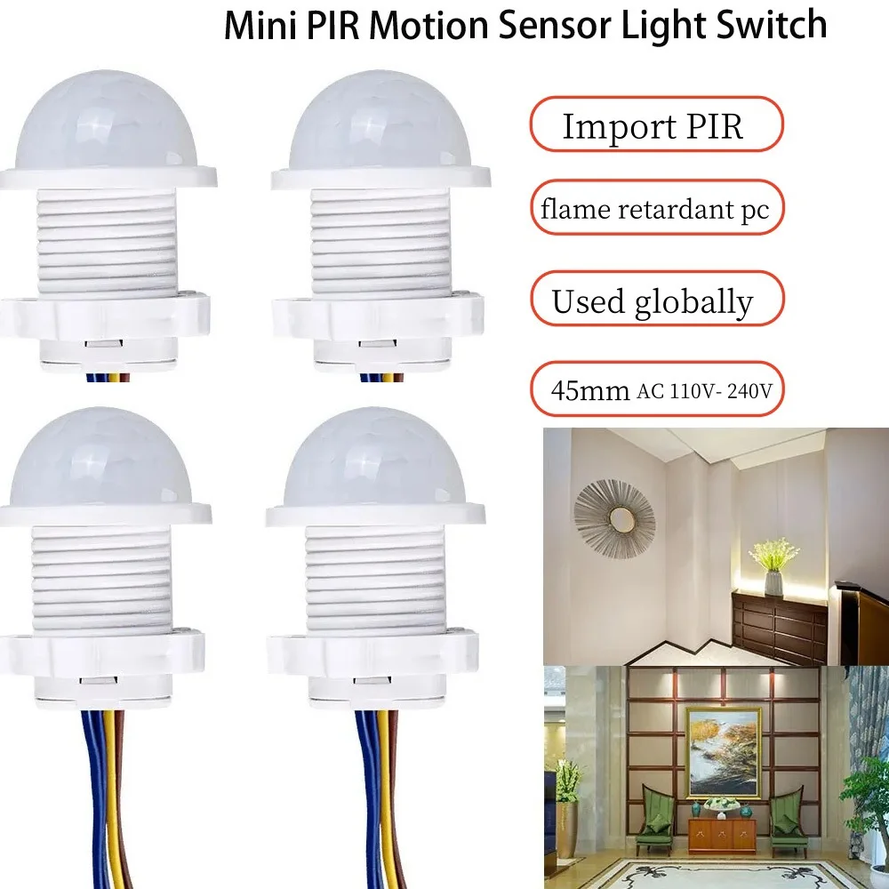 미니 PIR 모션 센서 전등 스위치 AC 110V- 240V 인체 Pir 적외선 감지기 자동 켜짐 꺼짐 스마트 스위치 센서 야간 램프