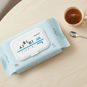 시치미 쓱 병풀시카 플러스 대용량 아기물티슈 캡형 72매 70gsm 5팩