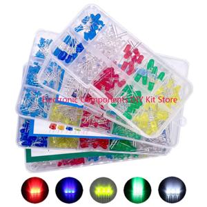 100/300/500PCS 3MM 5MM 발광 다이오드 전자 키트 상자 F3 F5 LED 다이오드 다양한 키트 흰색 녹색 빨간색 파란색 노란색