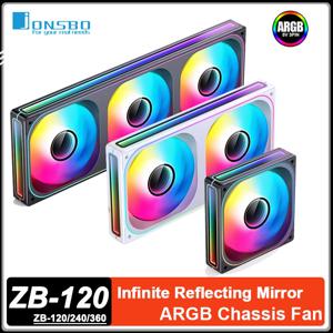 JONSBO ZB-120/240/360 PC 케이스 팬 120mm 5V ARGB 일체형 구조 냉각 배기 팬 키트 정방향/역방향