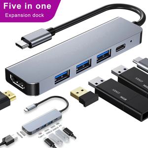 USB C 허브 - 4K HDMI 호환 USB 3.0 2.0 타입 C PD 충전 도크 (맥북, 아이패드 프로, 삼성 덱스 TV, 프로젝터, 마우스용)