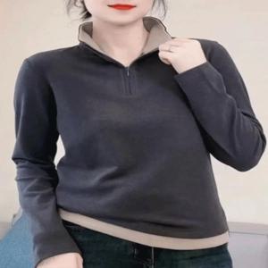 여성용 스탠드 칼라 플리스 스웨트셔츠 이너웨어 한국 스타일 다용도 슬리밍 패셔너블 가을 겨울 신상품