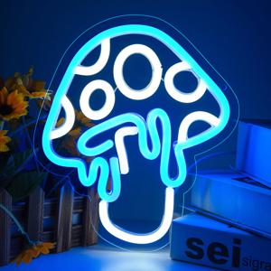 버섯 네온 사인 Led 버섯 네온 불빛 3d 벽 예술 버섯 밤 네온 사인 벽 장식 게임 룸 침실 장식