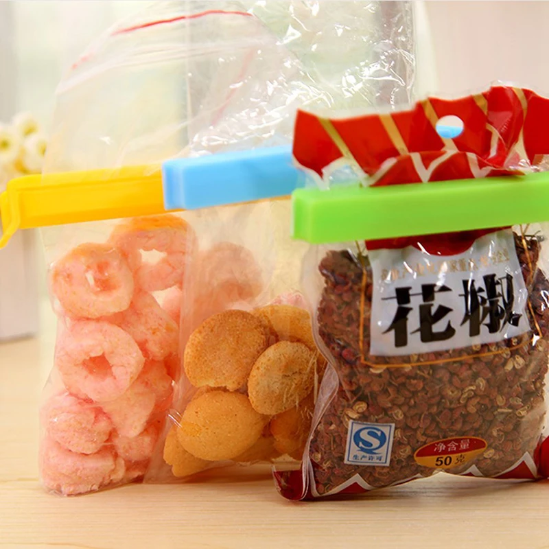 1/6/12pcs 음식을 신선하게 유지 씰링 클립 휴대용 접이식 PP 주방 보관 음식 스낵 인감 클램프 실용적인 주방 액세서리