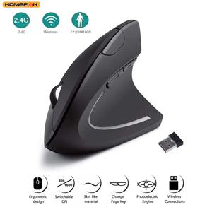 HOMEFISH 수직 마우스 인체공학적 2.4GHz 무선 광학 마우스 3 조정 가능한 DPI 800/1200/1600 노트북 PC 컴퓨터용 6 버튼