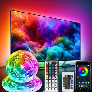 스마트 LED 게이밍 라이트 스트립 RGB 5050 USB 5V 음악 동기화 24/44키 리모컨 앱 제어 유연한 테이프 게이밍 룸 TV 백라이트용