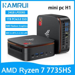 KAMRUI 미니 PC AMD Ryzen 7 7735hs 24GB LPDDR5 1TB M.2 NVMe PCIe3.0 SSD 최대 4.75GHz WIFI6 BT5.2 Win11pro 데스크탑 게이밍 컴퓨터