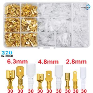 냉간 압착 270개 2.8/4.8/6.3mm 절연 남성 여성 와이어 커넥터 전기 크림프 터미널 스페이드 혼합 키트 박스