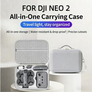 DJI NEO 2 드론 액세서리용 XFJI 여행용 정리 가방, 하드 쉘 PU 가죽 케이스, RC-N3 리모컨 보호용 숄더 파우치