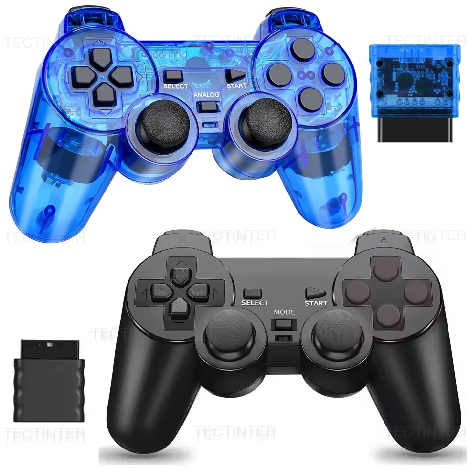 소니 PS2/PS1 게임 컨트롤러용 무선 게임패드, 플레이스테이션 2 콘솔 조이스틱 USB PC 컨트롤러, 이중 진동 기능 탑재