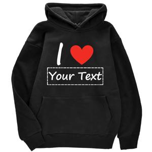 맞춤형 I Love Text 커플 패션 올매치 베이직 후드티 캐주얼 플리스 스트리트 의류 남성 스포츠 데일리 탑