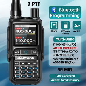 바오펑 UV-5R 미니 무전기 듀얼 PTT 무선 블루투스 프로그래밍 NOAA 휴대용 장거리 햄 라디오 (캠핑 야외 활동용)