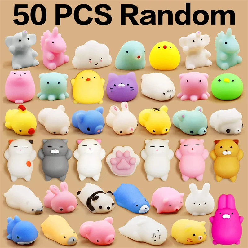 50-5PCS 모찌 스퀴시 카와이 애니마 스퀴시 장난감 안티 스트레스 볼 스퀴즈 파티 선물 스트레스 해소 장난감 생일 선물