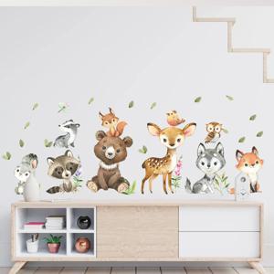 2PCS 만화 귀여운 갈색 곰 사슴 토끼 동물 벽 스티커 침실 거실 보육 장식 벽 전사 술