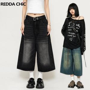 REDDACHiC 남자친구 스타일 여성 수염 데님 반바지 빅 사이즈 빈티지 캐주얼 와이드 팬츠 헐렁한 청바지 Jorts 그런지 Y2k 스트리트웨어